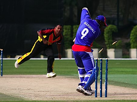 Rashard Marshall is bowled