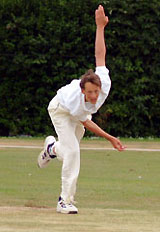 Italy Under 19 opening bowler Cival in action during the European Championships in SCotland 2005.