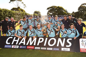 Scotland 2014 World Cup Qualifier winners celebrate with the trophy